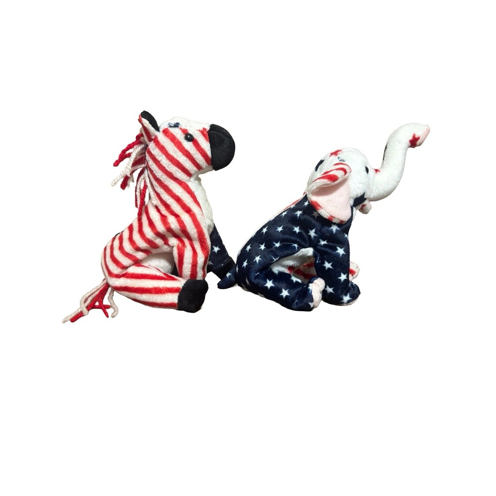 Lefty and Righty TY Beanie Babies 2000 Donkey and Elephant Republican Democrat‎
